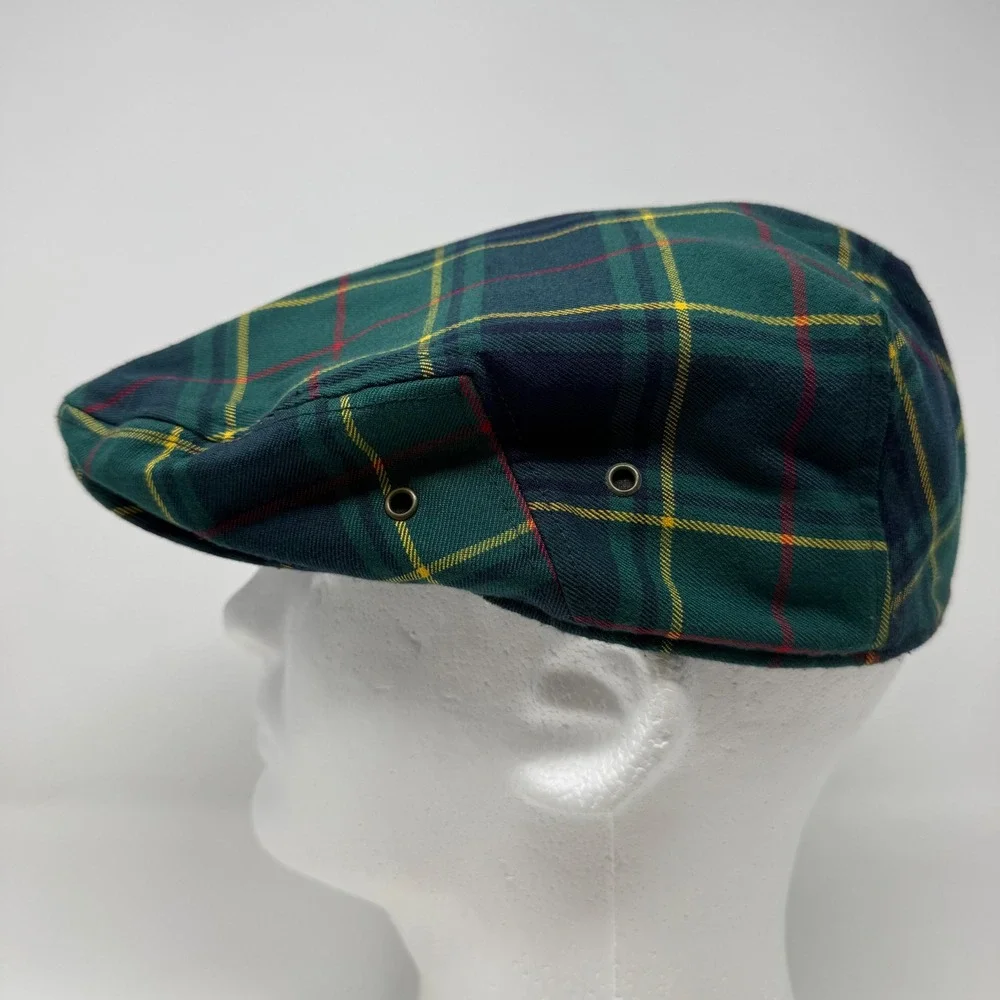 St Andrews Links Tartan Collection Green Plaid Flat Cap Golf Hat One Size
